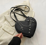 Gothic Punk Heart Tarzı Küçük Omuz Çantası
