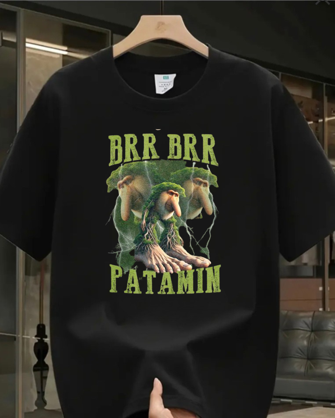 Brr Brr Patamin Baskılı Yıkamalı Vintage Unisex Oversize T-Shirt