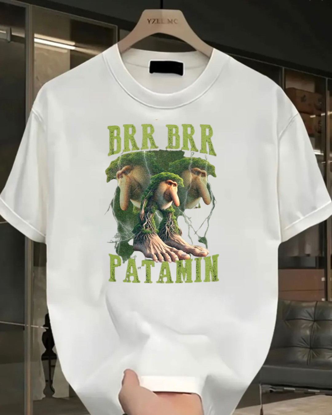 Brr Brr Patamin Baskılı Yıkamalı Vintage Unisex Oversize T-Shirt
