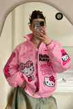 Hello Kitty Pembe Biker Racing Ceket