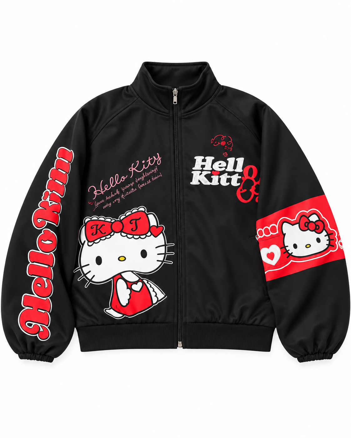 Hello Kitty Siyah Biker Racing Ceket