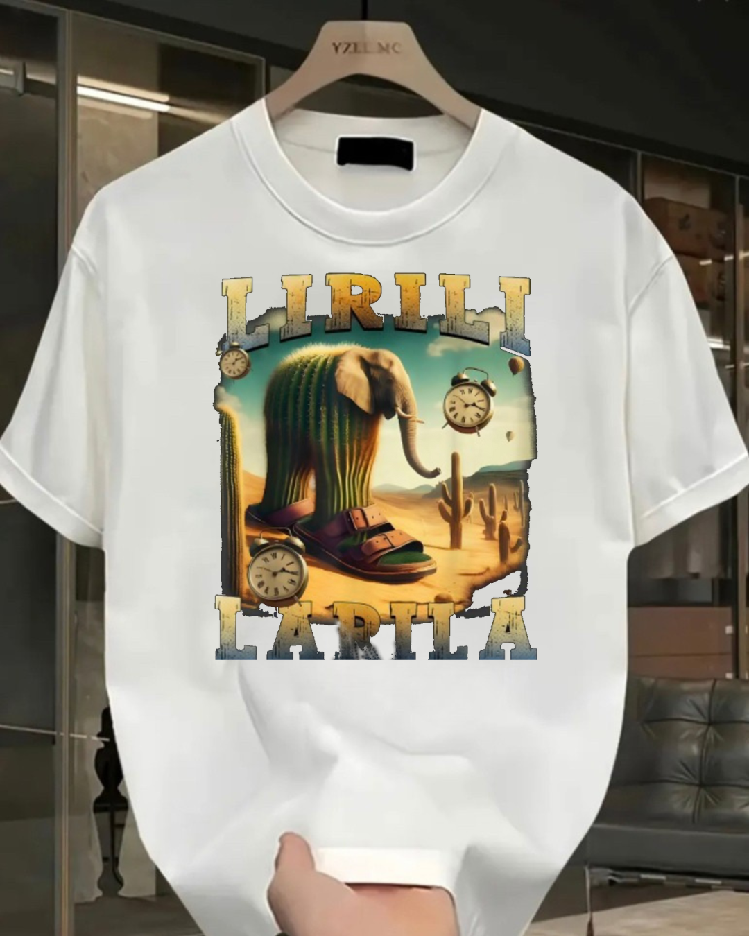 Lirili Larila Baskılı Yıkamalı Vintage Unisex Oversize T-Shirt