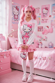 Hello Kitty Design Y2K Uzun Kollu Jersey Forma