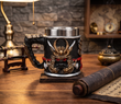 Samurai Skull Tasarım Paslanmaz Çay Kahve Kupa Bardak
