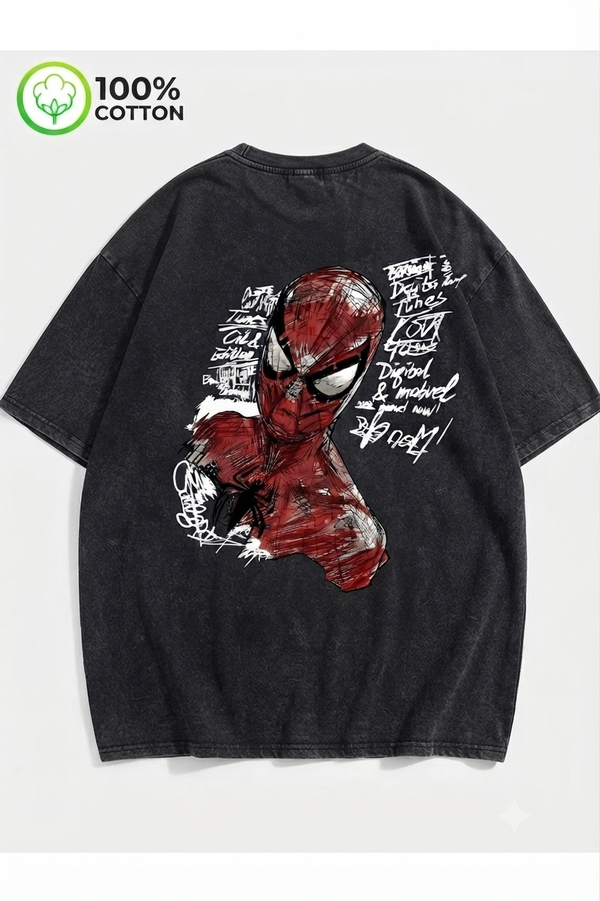Spider Man Baskılı Unisex Oversize T-Shirt
