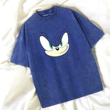 Sonic X Shadow Generations Detail Yıkamalı Oversize Vintage Tshirt