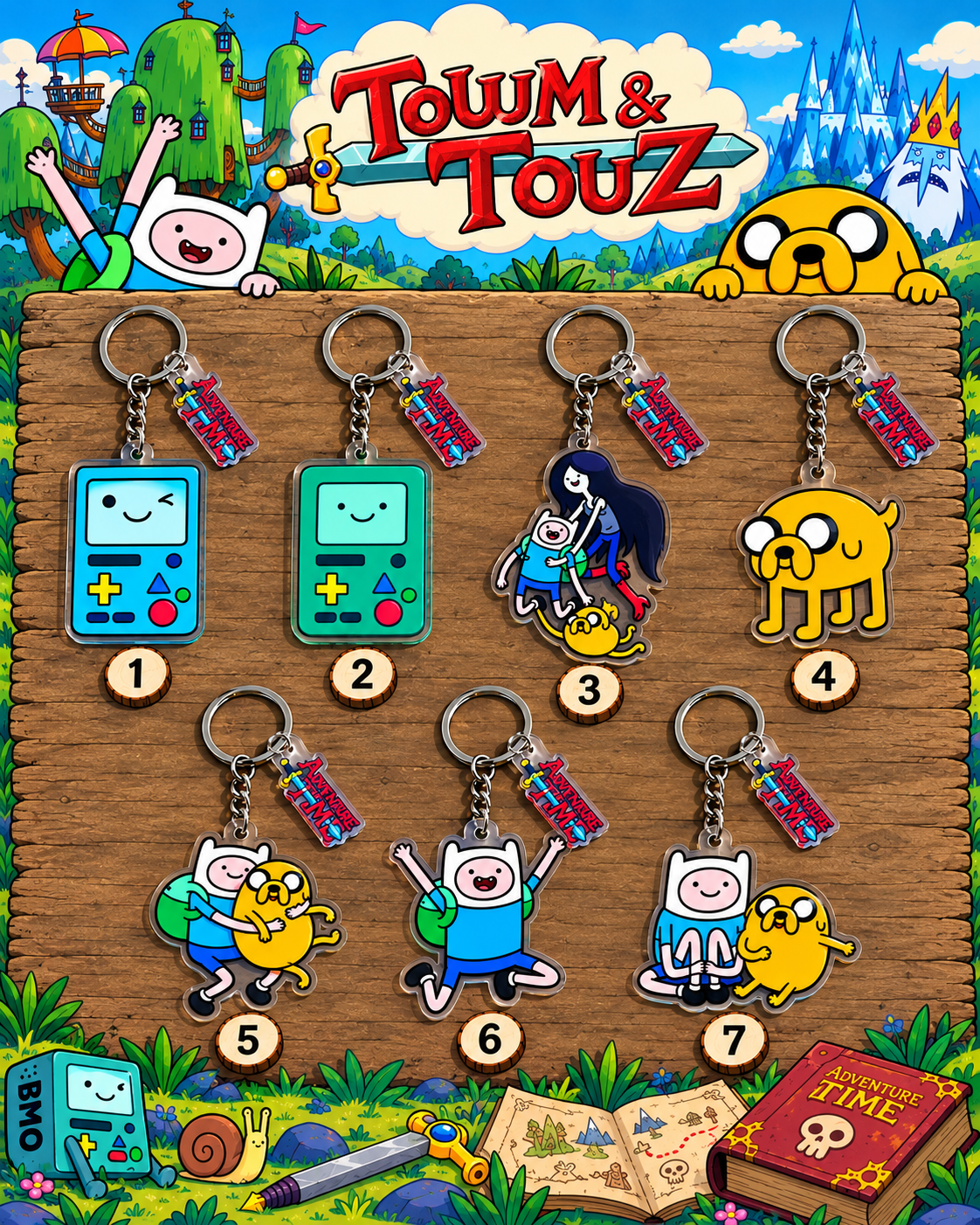 Adventure Time Temalı Charm Anahtarlık