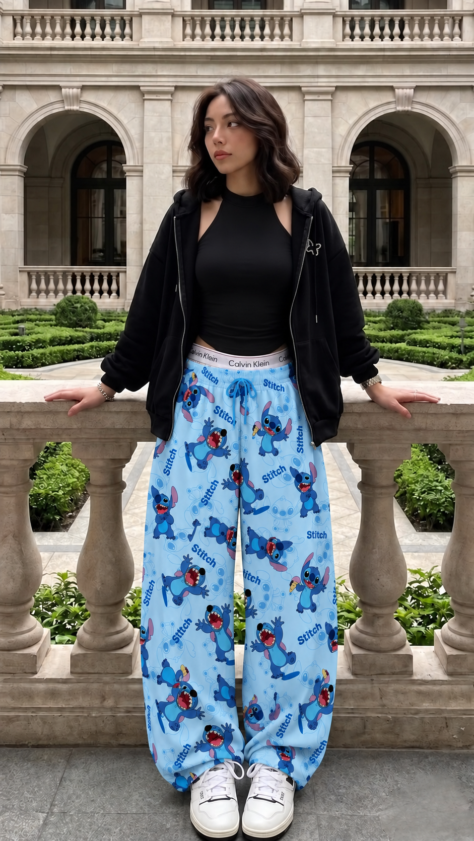 Stitch Tasarımlı Unisex Oversize Eşofman Altı