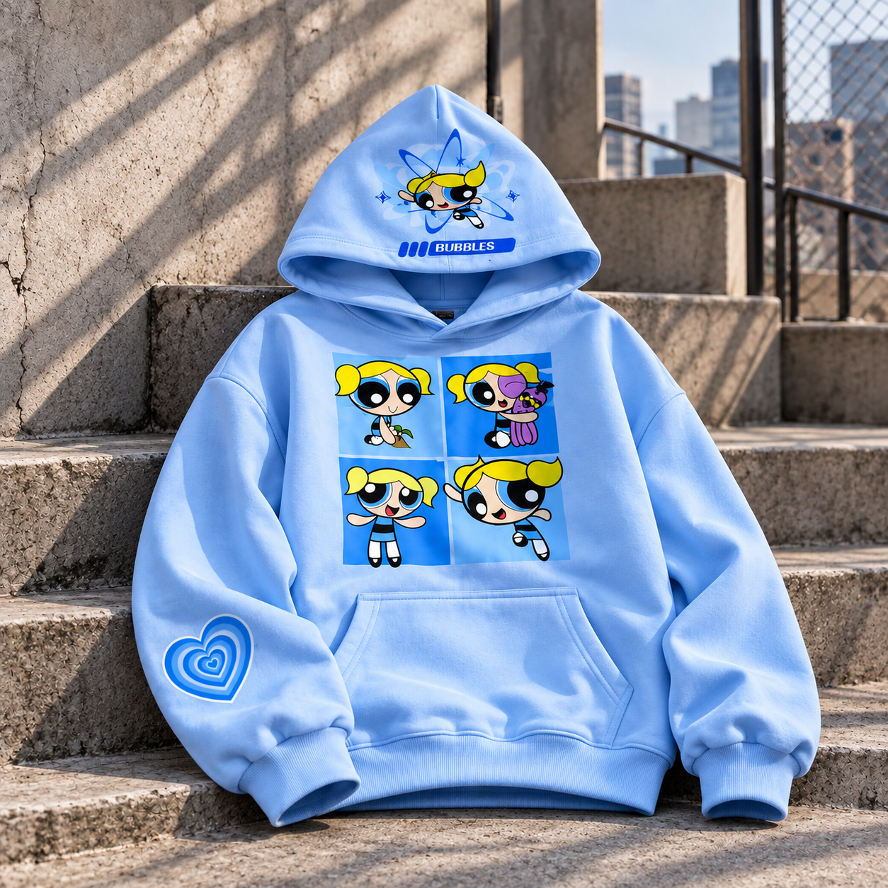 Powerpuff Girls Design Renkli Oversize Sweatshirt