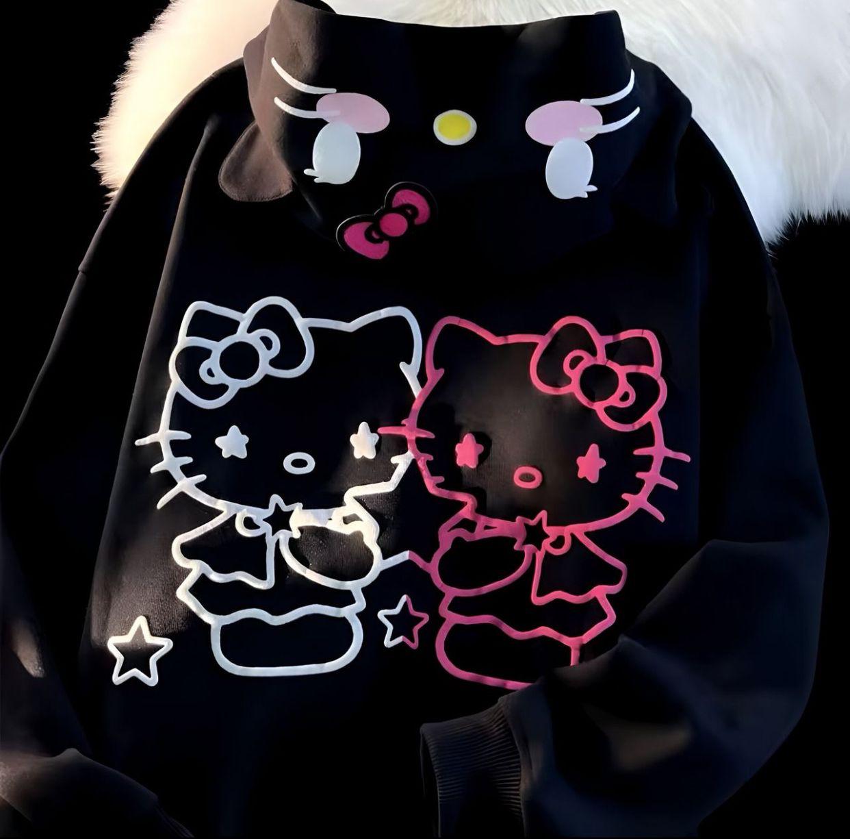 Sanrio Anime Kawaii Kulaklı Hello Kitty Detail Hırka