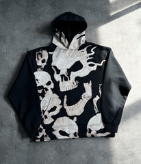 Skeleton Head Gothic Full Siyah Oversize Sweatshirt