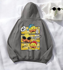 Duck Antrasit Baskılı Kapşonlu Sweatshirt