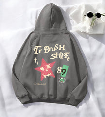 Star Bush Antrasit Baskılı Kapşonlu Sweatshirt