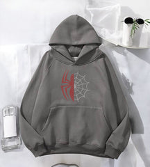 Spider Web Taş İşleme Detail Baskılı Kapşonlu Sweatshirt