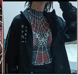 Gothic Spider Web Uzun Kollu Body