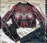 Gothic Spider Web Uzun Kollu Body
