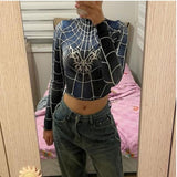 Gothic Spider Web Uzun Kollu Body