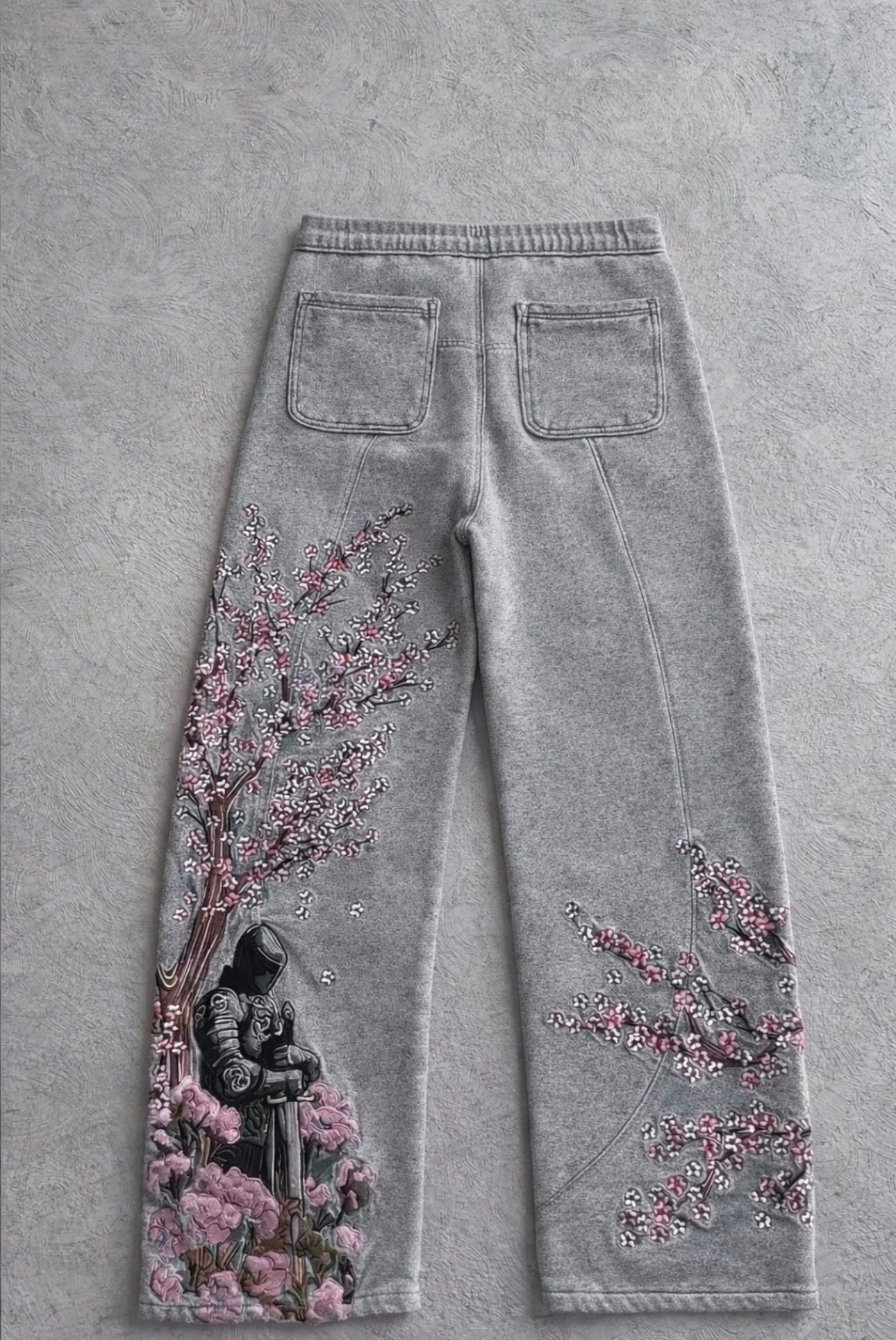 Night Blossom Sakura Nakışlı Baggy Eşofman Altı