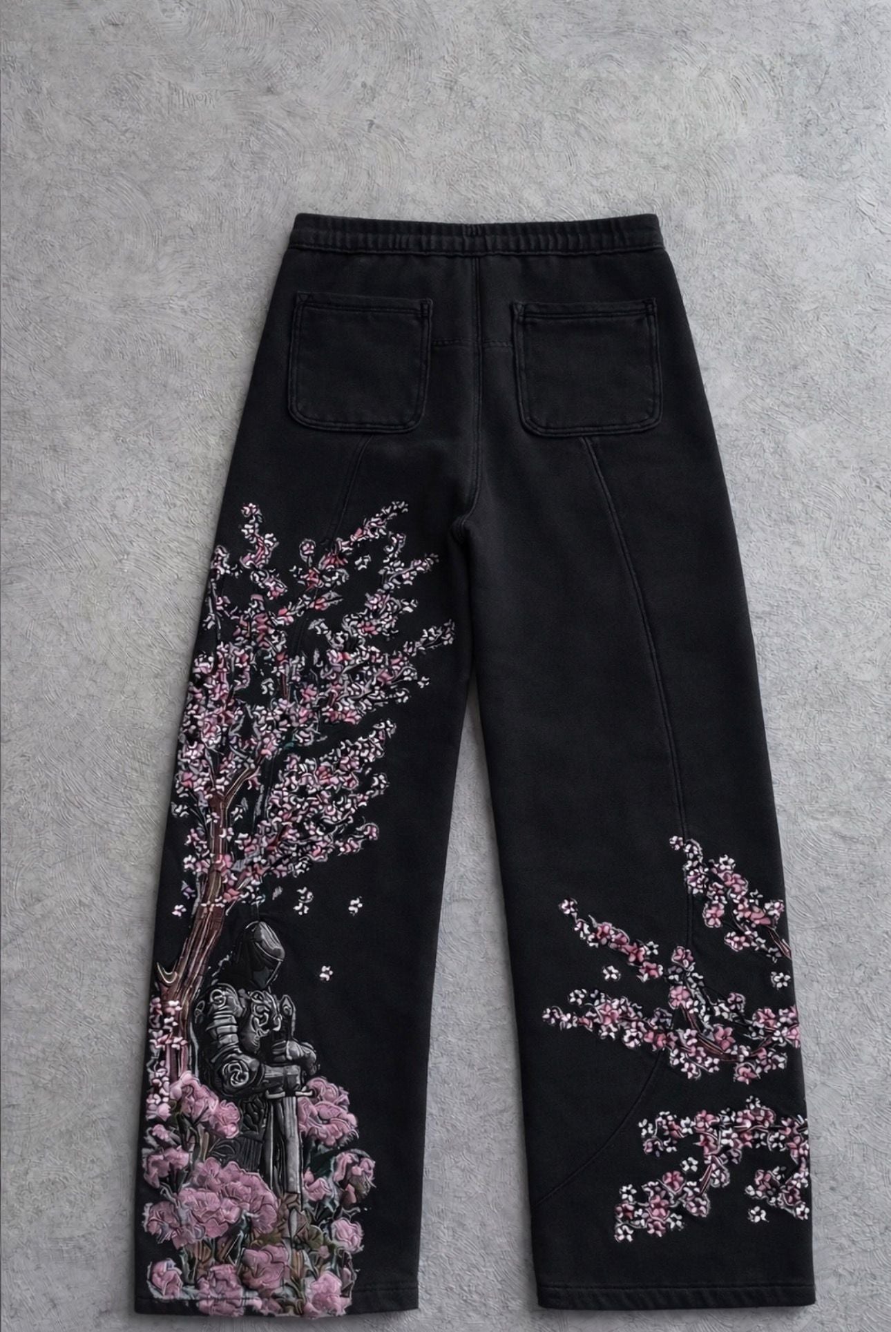 Night Blossom Sakura Nakışlı Baggy Eşofman Altı