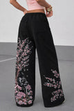 Night Blossom Sakura Nakışlı Baggy Eşofman Altı