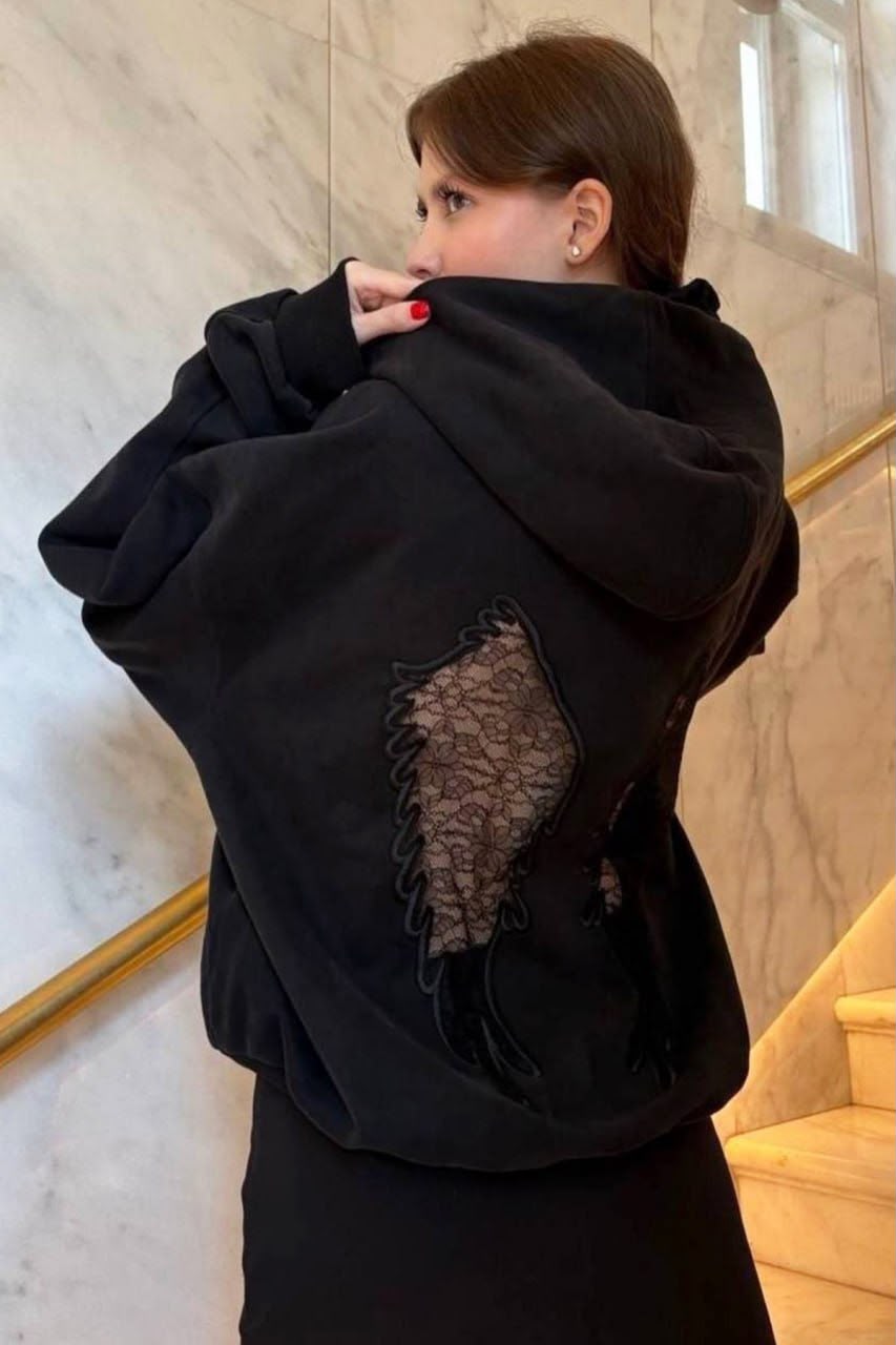 Wing Sırt Dantel Kanat Detaylı Sweatshirt