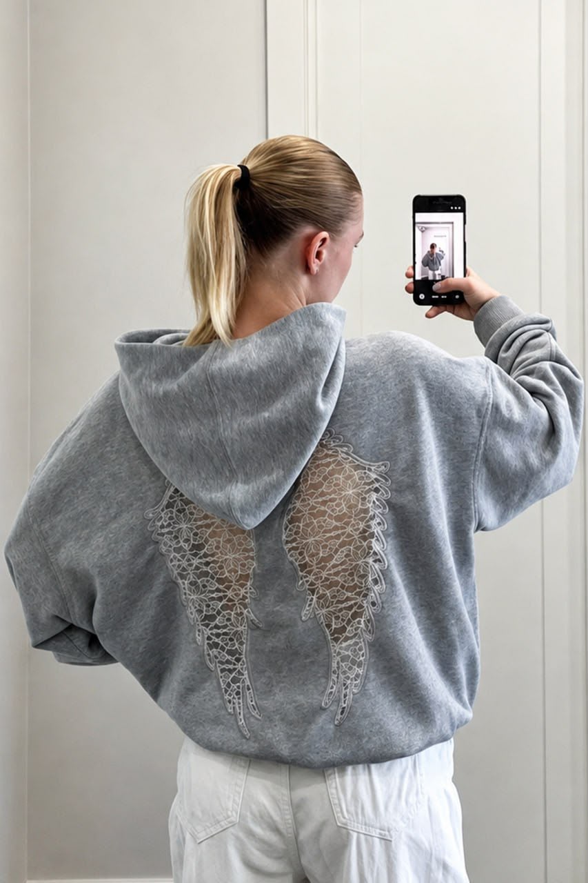 Wing Sırt Dantel Kanat Detaylı Sweatshirt
