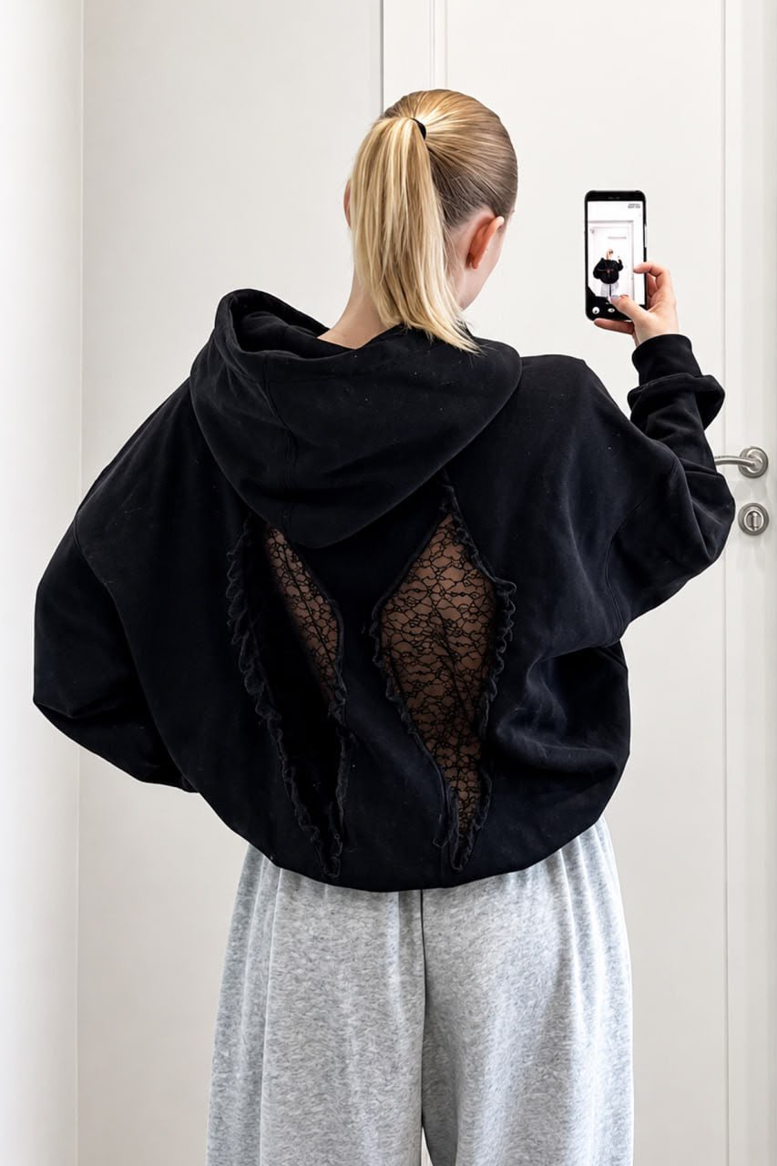 Wing Sırt Dantel Kanat Detaylı Sweatshirt