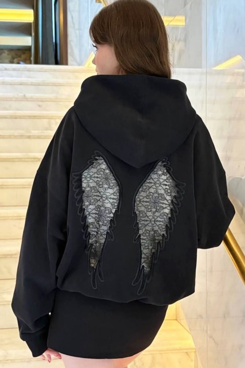Wing Sırt Dantel Kanat Detaylı Sweatshirt