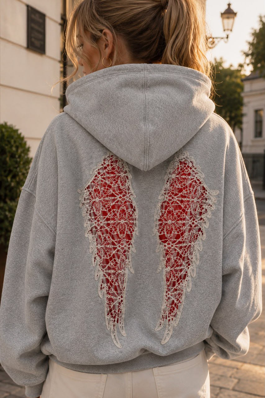 Wing Sırt Dantel Kanat Detaylı Sweatshirt