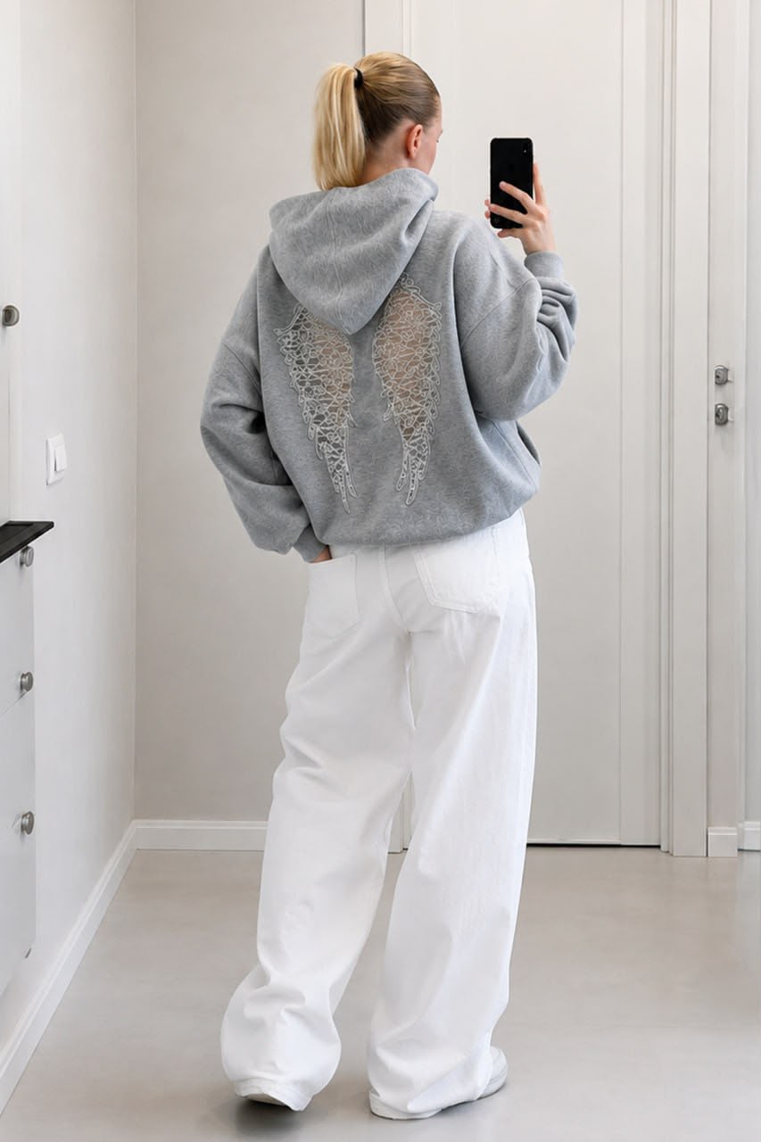 Wing Sırt Dantel Kanat Detaylı Sweatshirt