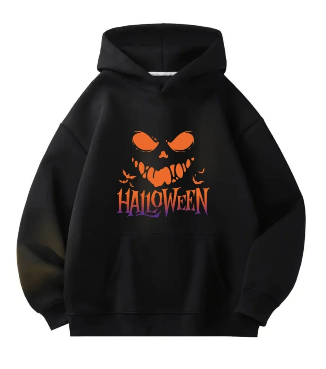 Halloween Detail Baskılı Kapşonlu Sweatshirt
