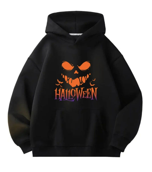 Halloween Detail Baskılı Kapşonlu Sweatshirt