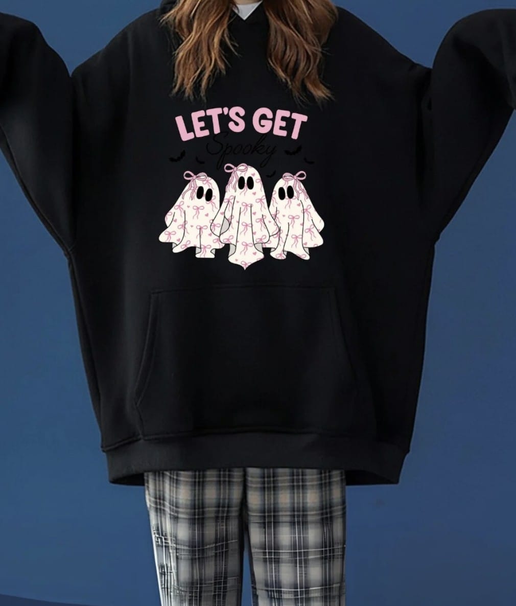 Halloween Detail Baskılı Kapşonlu Sweatshirt