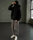 Berserk Maske Detaylı Oversize Fermuarlı Siyah Unisex Kapüşonlu Hırka