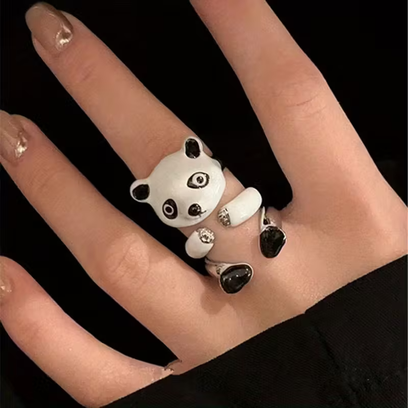 3'lü Sevimli Panda Yüzük