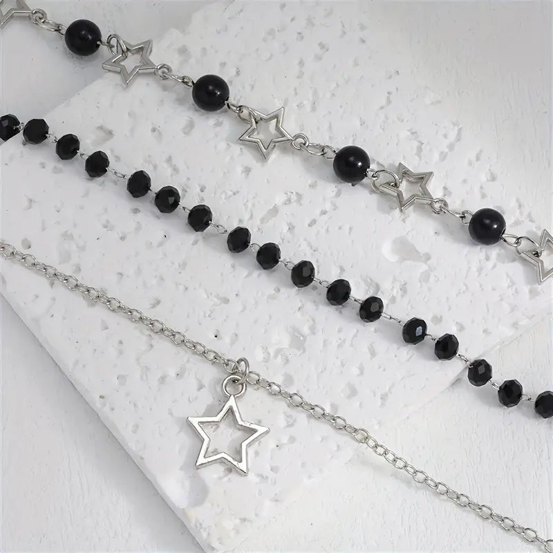 3'lü Punk Star Kolye Seti