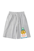 Adventure Time Baskılı Gri Unisex Penye Şort