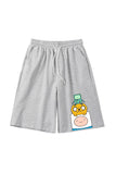Adventure Time Baskılı Gri Unisex Penye Şort