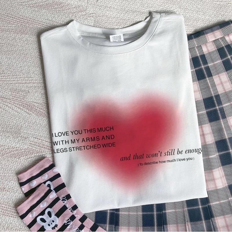 Aesthetic Heart Baskılı Beyaz Unisex Oversize T-shirt