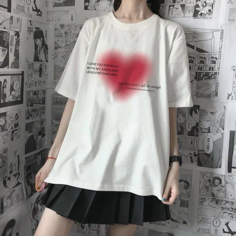 Aesthetic Heart Baskılı Beyaz Unisex Oversize T-shirt