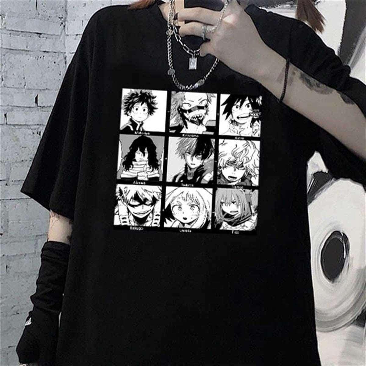 Anime My Hero Academia Boku Kolaj Siyah Oversize  Unisex T-shirt