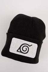 Anime Naruto Konoha Nakış İşleme Unisex Siyah  Bere