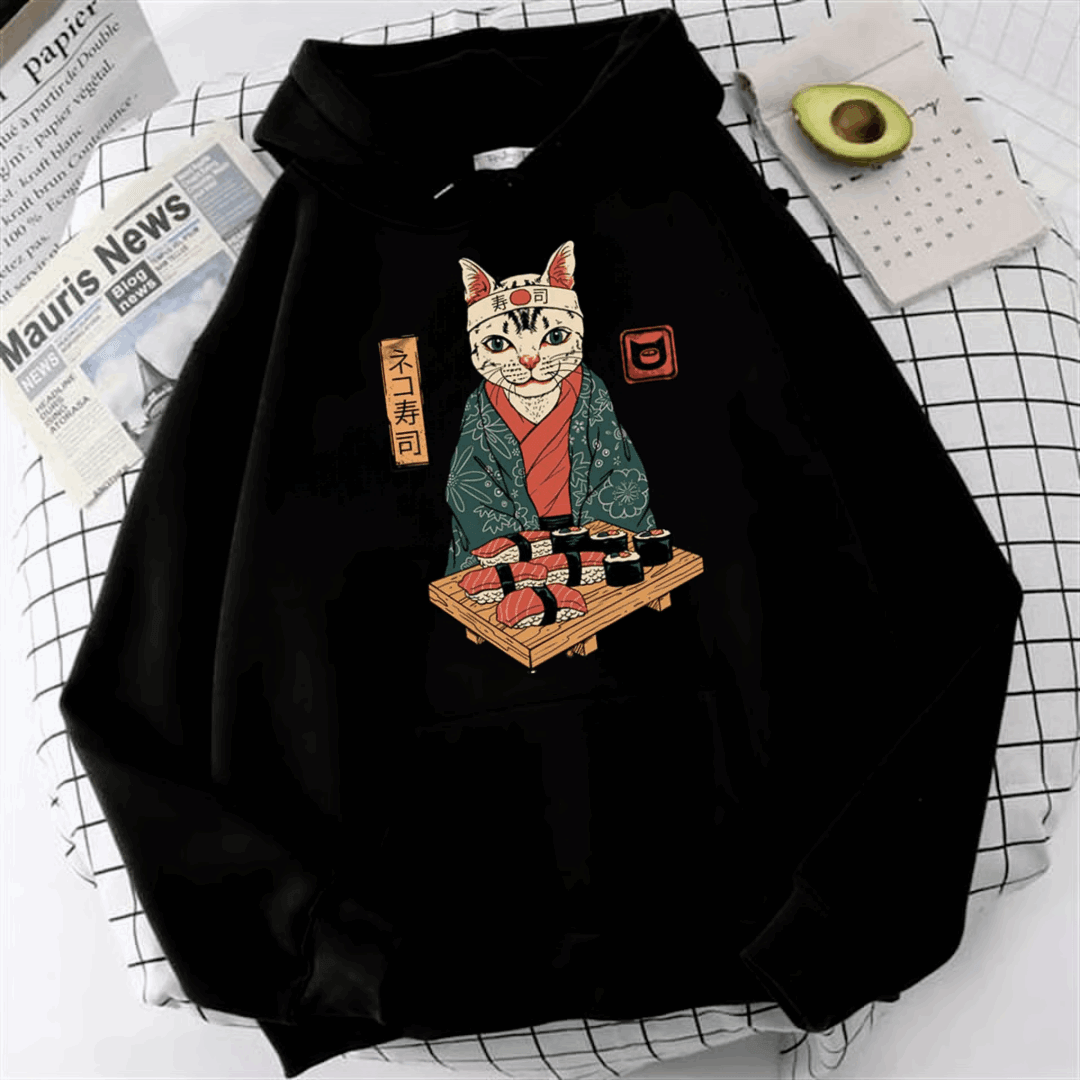 Anime Sushi Cat Oversize Hoodie