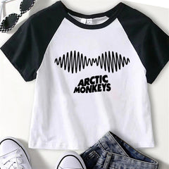 Arctic Monkeys Album Baskılı Reglan Kol Beyaz Crop