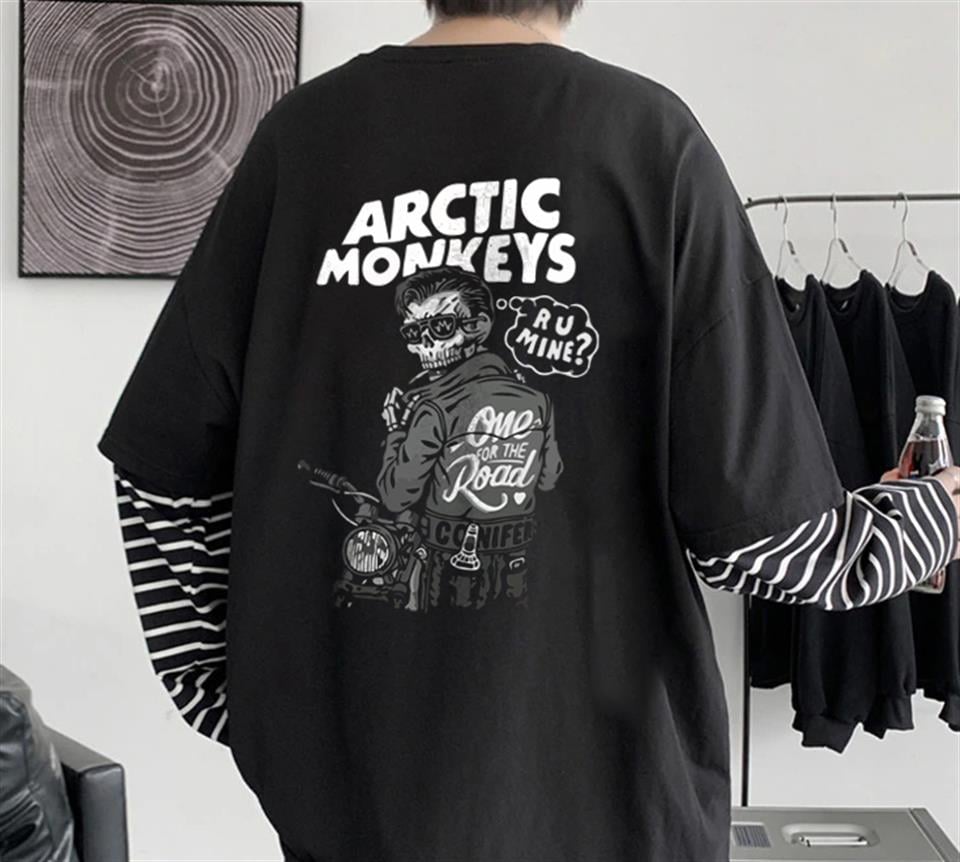 Arctic Monkeys 'R U Mine?' Sırt Baskılı Fake Sleeves Unisex Siyah T-shirt