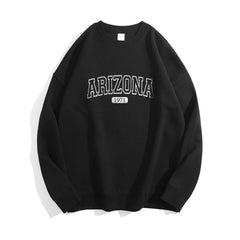 Arizona Baskılı Siyah Unisex Oversize Bisiklet Yaka Sweatshirt