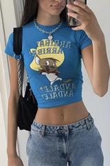 Arriba Andele Baskılı Crop Bluz