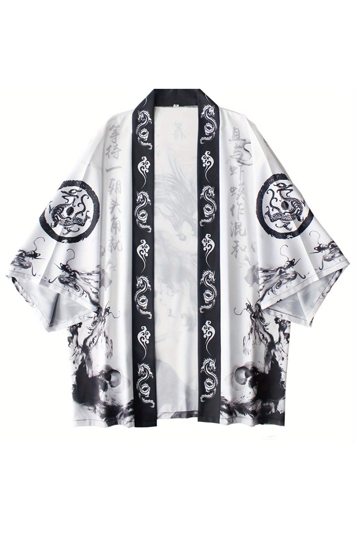 Black Dragon Design Red Black Detaylı Unisex Kimono