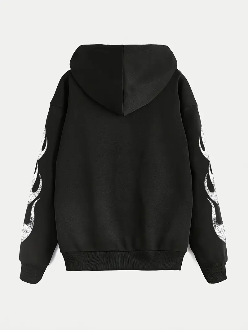 Race Baskılı Oversize Fermuarlı Siyah Unisex Kapüşonlu Hırka