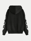 Race Baskılı Oversize Fermuarlı Siyah Unisex Kapüşonlu Hırka